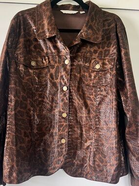 erin london animal print jacket with a textured, snakeskin-like embossed finish